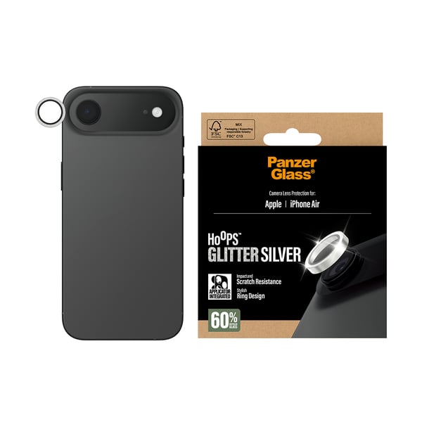 PanzerGlass ® Hoops® Camera Lens Protector Glitter Silver iPhone Air Kirkas näytönsuoja Apple 1 kpl