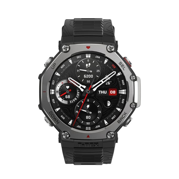 Amazfit T-Rex 3 3,81 cm (1.5") AMOLED 48.5 mm Digital 480 x 480 pixel Berøringsskærm Sort Wi-Fi GPS (satellit)
