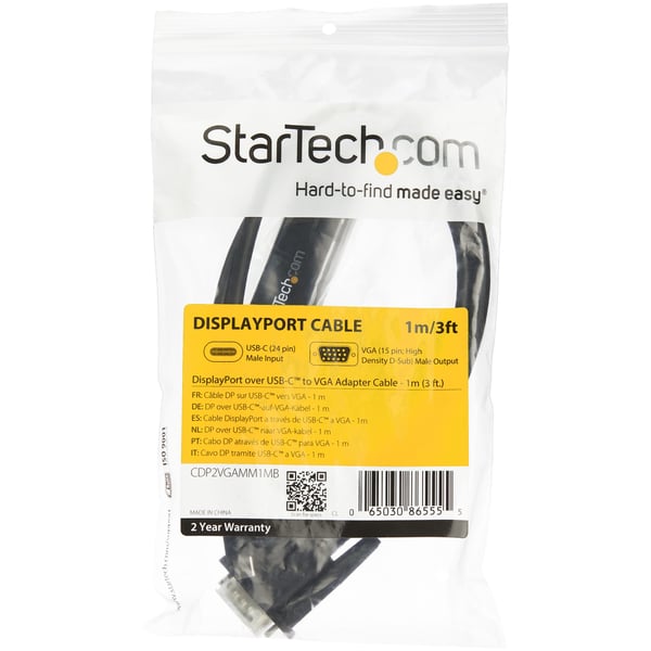 StarTech.com 1 m USB-C till VGA-kabel - 1920 x 1200 - Svart