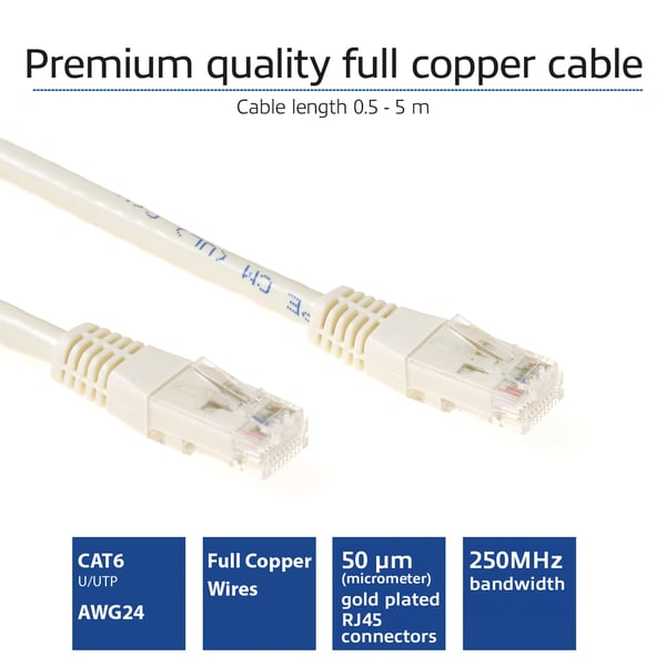 ACT IB8430 netværkskabel Elfenben 30 m Cat6 U/UTP (UTP)