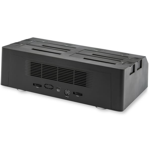 StarTech.com 4-facks USB till SATA hårddocksstation, USB 10 Gbps, extern dockningsstation för 2,5" och 3,5" SSD/HDD, SATA III, hot-swap hårddiskfack, toppmatad