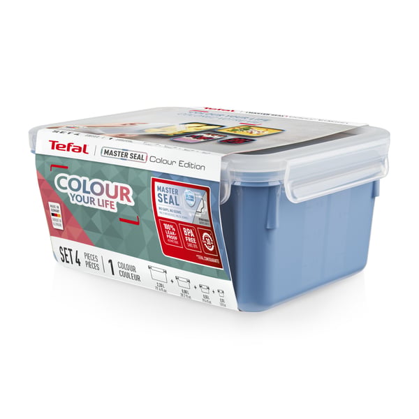 Tefal CLIP & CLOSE N1030810 ruoansäilytysrasia Suorakulmainen Setti Sininen 4 kpl