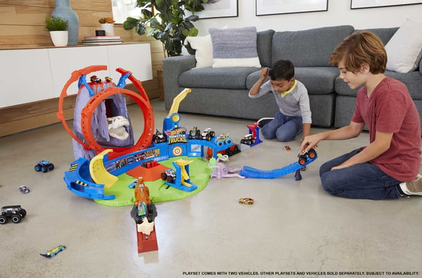 Hot Wheels Monster Trucks Hot Wheels-monstertrucks T-Rex-vulkanarenasæt med lys og lyd samt 2 køretøjer