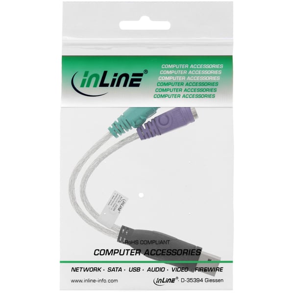 InLine 33386 kabel kønsskifter 2x 6-p Mini-DIN USB A Transparent