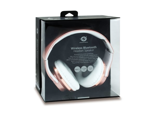 Conceptronic CHSPBTNFCSPKR hovedtelefoner/headset Kabel & trådløs Opkald/musik Micro-USB Bluetooth Lyserød guld, Hvid