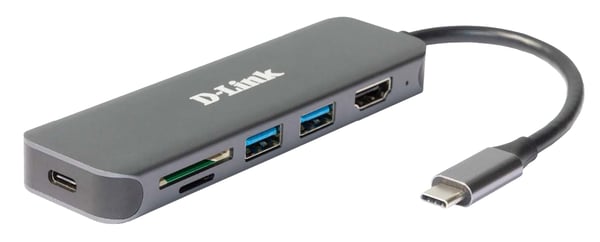 D-Link DUB-2327 kannettavien tietokoneiden telakka ja porttitoistin Langallinen USB Type-C Harmaa