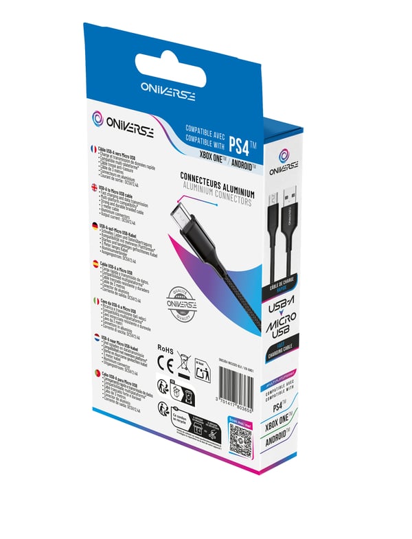 Oniverse ONICAB4-MICUSB3-BLK USB-kabel 3 m USB A Micro-USB A Sort