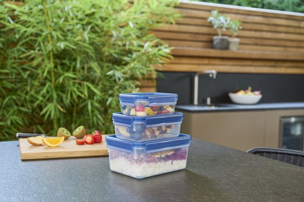 Tefal MasterSeal Eco N1171818 enhed til madopbevaring Rektangulær Sæt Blå, Transparent 3 stk