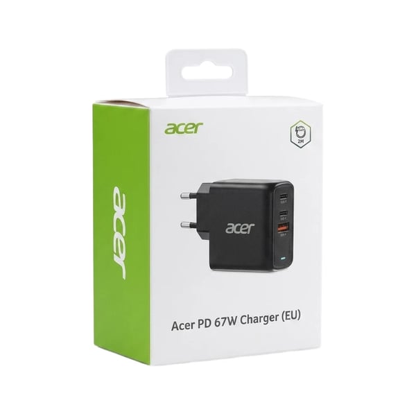 Acer 67W PD Oplader - EU Stik - 100W USB-C Kabel - Sort R