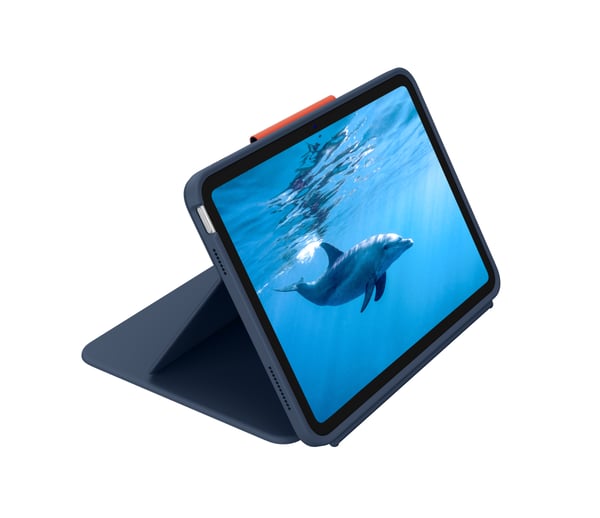 Logitech Rugged Combo 4 - Näppäimistö ja foliokotelo - Apple Smart Connector - Klassinen sininen - Applelle