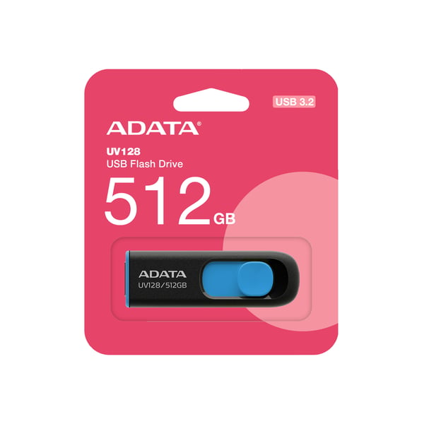 ADATA UV128 USB-muisti 512 GB USB A-tyyppi 3.2 Gen 1 (3.1 Gen 1) Musta, Sininen