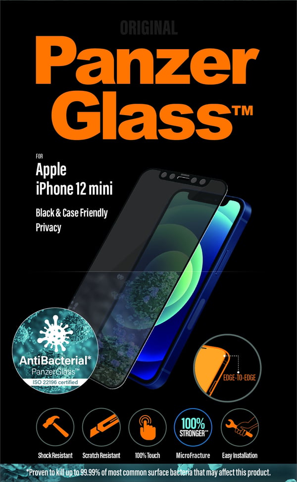 PanzerGlass ® Privacy Screen Protector iPhone 12 Mini | Edge-to-Edge Genomskinligt skärmskydd Apple 1 styck