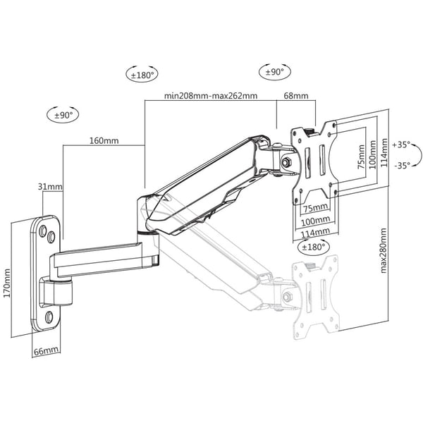 Techly ICA-LCD G112 TV-kiinnike 81,3 cm (32") Musta