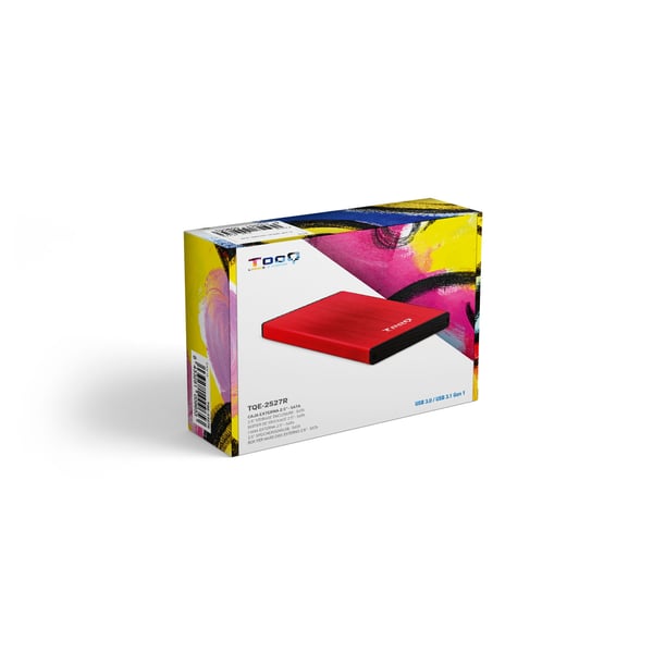 TooQ TQE-2527R Hölje för lagringsenheter HDD-hölje Svart, Röd 2.5"