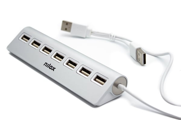 Nilox NXHU7ALU2 interface hub USB 2.0 480 Mbit/s Grå
