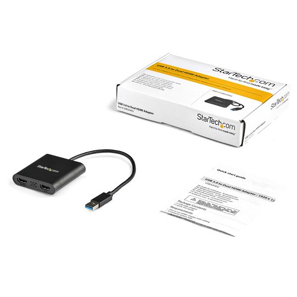 StarTech.com USB32HD2 USB grafisk adapter 3840 x 2160 pixel Sort