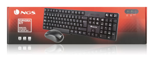 NGS EUPHORIA KIT näppäimistö Sisältää hiiren Universaali Langaton RF QWERTY Espanja Musta