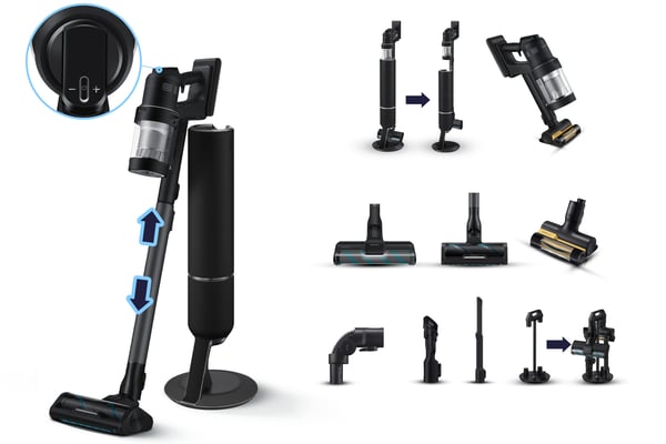 Samsung VS28C9784QK Skaftdammsugare, 2-i-1 Batteri Torr Utan påse 1200, 730 Svart