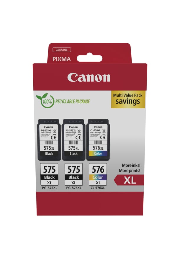 Canon 5437C004 mustekasetti 3 kpl Alkuperäinen Korkea (XL) värintuotto Musta, Syaani, Magenta, Keltainen