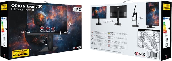 Konix Orion platta pc-skärmar 68,6 cm (27") 1920 x 1080 pixlar Full HD Svart