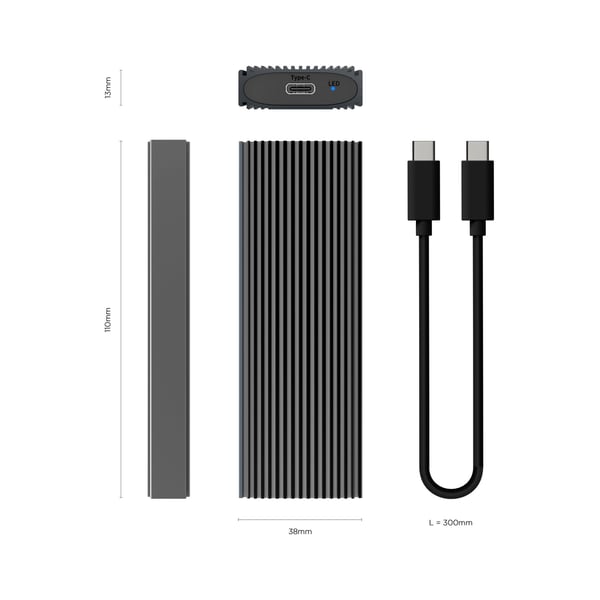 AISENS ASM2-023GR Hölje för lagringsenheter SSD-inkapsling Grå M.2