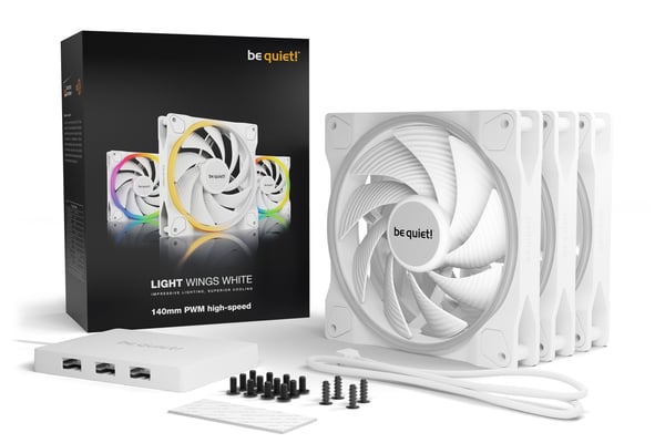 be quiet! Light Wings White | 140mm PWM high-speed Triple-Pack Datorväska Fan 14 cm Vit 3 styck