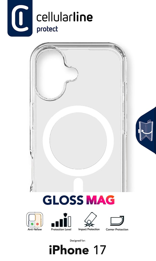 Cellularline GLOSSMAGIPH17T matkapuhelimen suojakotelo 16 cm (6.3") Suojus Läpinäkyvä