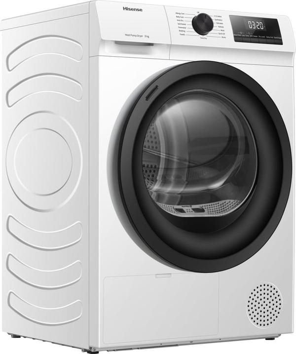 Hisense Den effektive, men skånsomme varmepumpetørrer tørrer op til 8 kg vasketøj. Twin Flow forhindrer, at sengetøjet filtrer sammen, mens Refresh hurtigt fjerner lugt. Brugerdefinerede indstillinger sikrer friske, krølfri tekstiler hver gang.