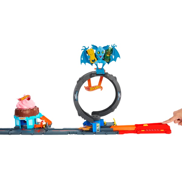 Hot Wheels City Bat Loop Attack-legesæt med legetøjsbil i størrelsesforholdet 1:64