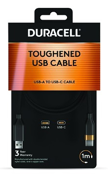 Duracell DRU5011A USB-kablar 1 m USB A USB C Svart
