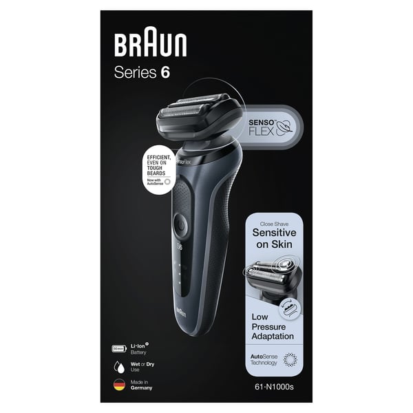Braun Series 6 61-N1000s Folierakapparat Svart, Grå