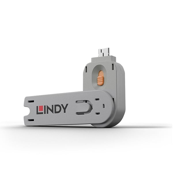 Lindy 40623 portblockerare Nyckel till portblockerare USB Type-A Orange Akrylnitrilbutadienstyren (ABS) 1 styck