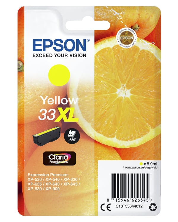 Epson Oranges 33XL appelsiner Claria Premium enkeltpakke gult blæk