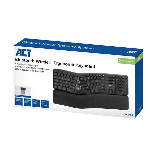 ACT AC5450 tastatur Universel USB + RF Wireless + Bluetooth QWERTY US engelsk Mørkegrå