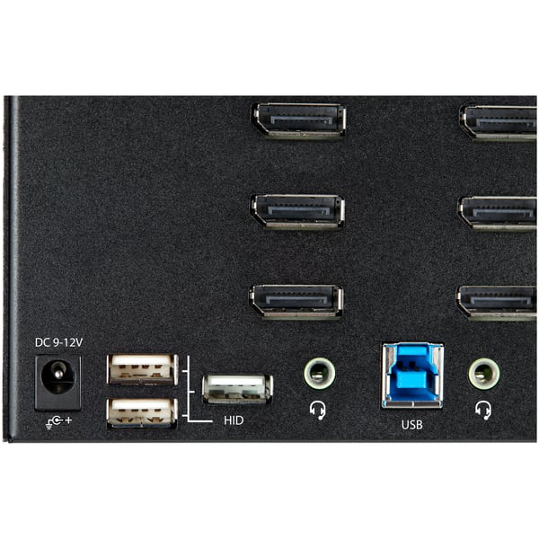 StarTech.com 2-ports DisplayPort KVM-switch för fyra skärmar - 4K 60 Hz UHD HDR - Desktop 4K DP 1.2 KVM med 2 portar USB 3.0-hubb (5 Gbps) och 4x USB 2.0 HID-portar, ljud - Snabbtangenter för omkoppling - TAA