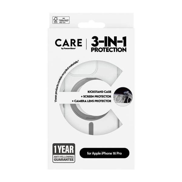 PanzerGlass CARE™ by ® 3-in-1 Ceramic Bundle iPhone 16 Pro Kirkas näytönsuoja Apple 1 kpl