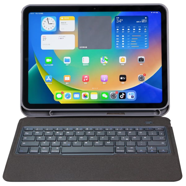 DEQSTER 40-1018415 tangentbord för mobila enheter QWERTZ tyska USB + Bluetooth Svart