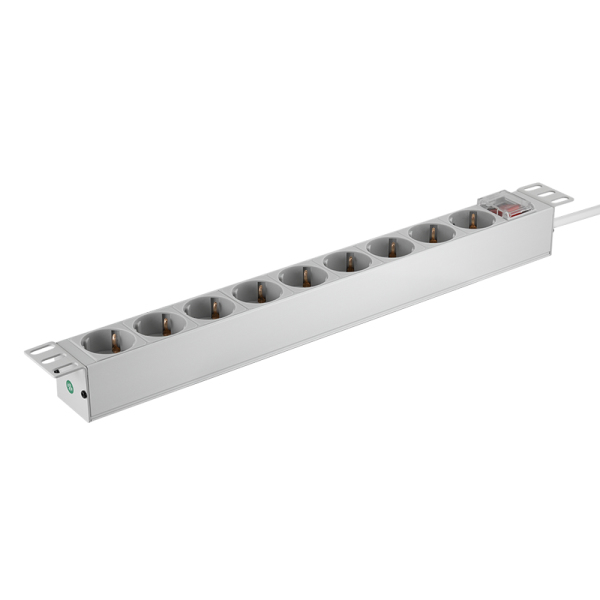 LogiLink PDU9C04 overspændingsbeskytter Lys grå 9 AC stikkontakt(er) 230 V 2 m