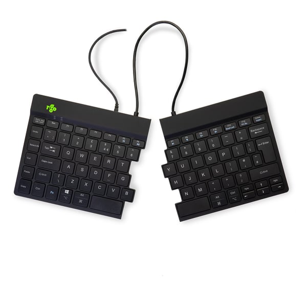R-Go Tools delat tangentbord, (Storbritannien), svart QWERTY, trådbundet. Windows, Linux Integrerat numeriskt tangentbord