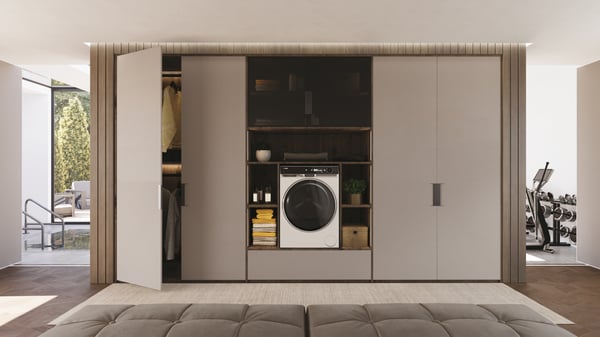 Haier HWD120-BD16397EUS kombinerad tvättmaskin och Tumlare Fristående Frontmatad Vit