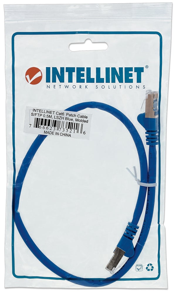 Intellinet CAT 6, S/FTP, 0.5 m nätverkskablar Blå 0,5 m Cat6 S/FTP (S-STP)