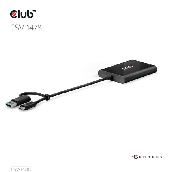 CLUB3D CSV-1478 videohaaroitin USB Type-C 2x DisplayPort