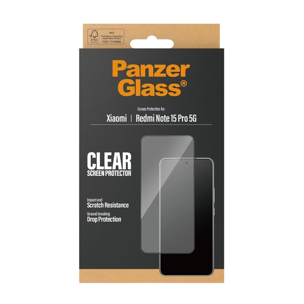 PanzerGlass ® Screen Protector Xiaomi Redmi Note 15 Pro 5G | Ultra-Wide Fit Kirkas näytönsuoja 1 kpl