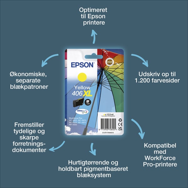 Epson Enkeltpakke, gul 406XL Paraply DURABrite Ultra-blæk