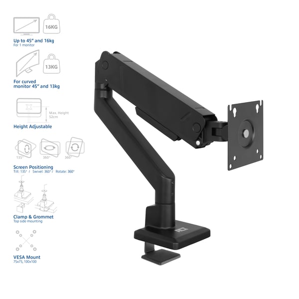 ACT AC8311 fäste och ställ till bildskärm 114,3 cm (45") Bord Svart