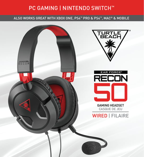 Turtle Beach Recon 50 Headset Ledningsført Spil Sort, Rød