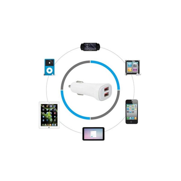 Techly IUSB2-CAR2-4A2P mobilladdare Digitalkamera, MP4, Smartphone, Surfplatta Vit Automatisk