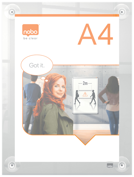 Nobo Premium Plus A4 klar akryl vægmonteret plakatramme, flytbar