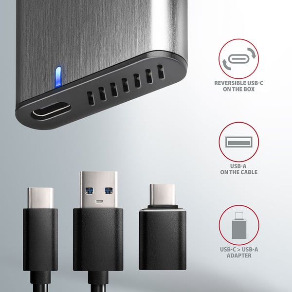 Axagon EEM2-SG2 Hölje för lagringsenheter SSD-inkapsling Grå M.2