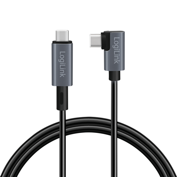 LogiLink CU0182 USB-kablar USB 2.0 1 m USB C 0,48 Gbit/s 100 W Svart, Silver
